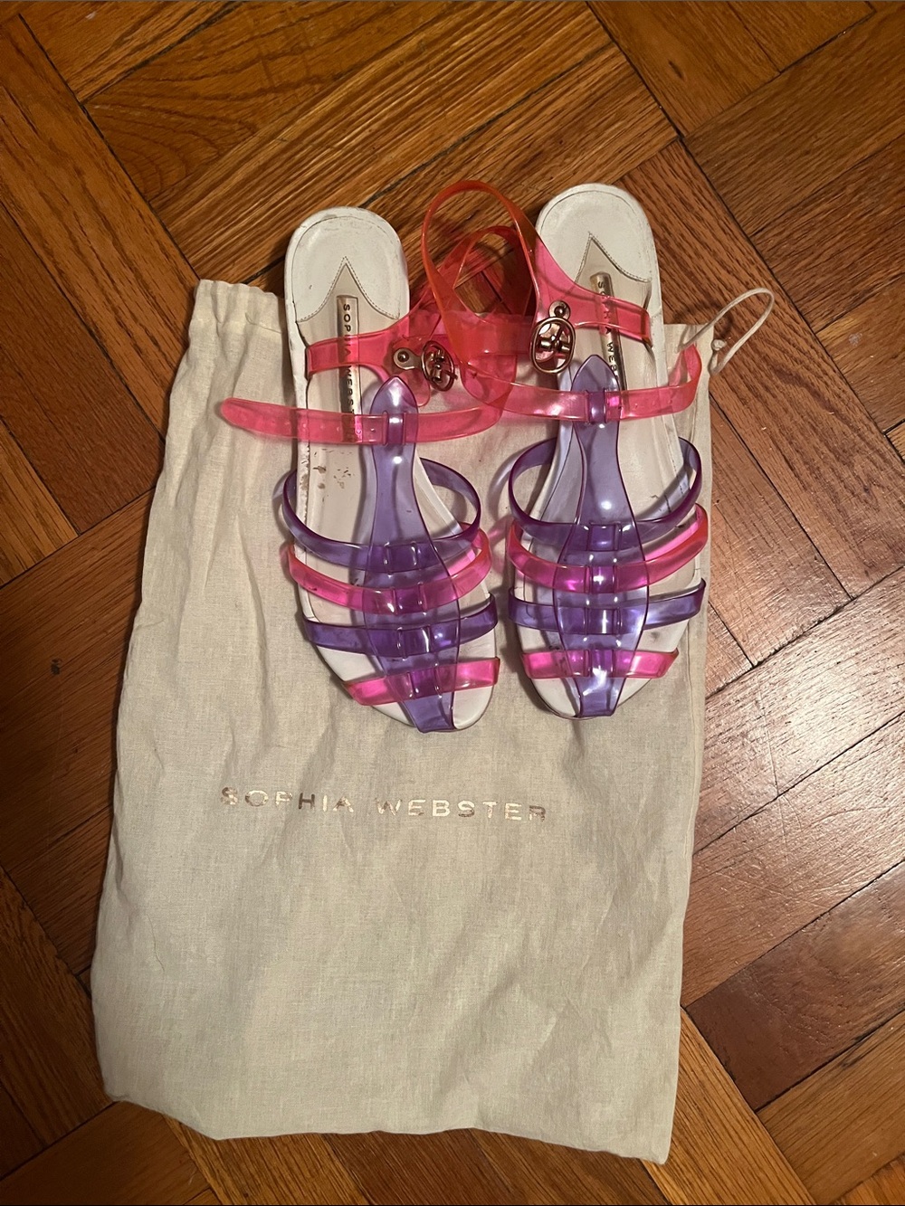 Sophia Webster Pink and Purple Jelly Strappy Sandals